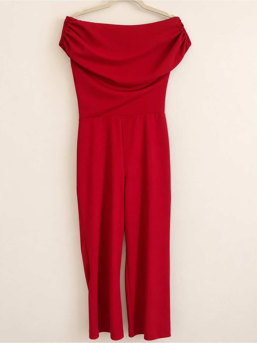 Off-Shoulder Red Wide-Leg Jumpsuit size US10 UK14